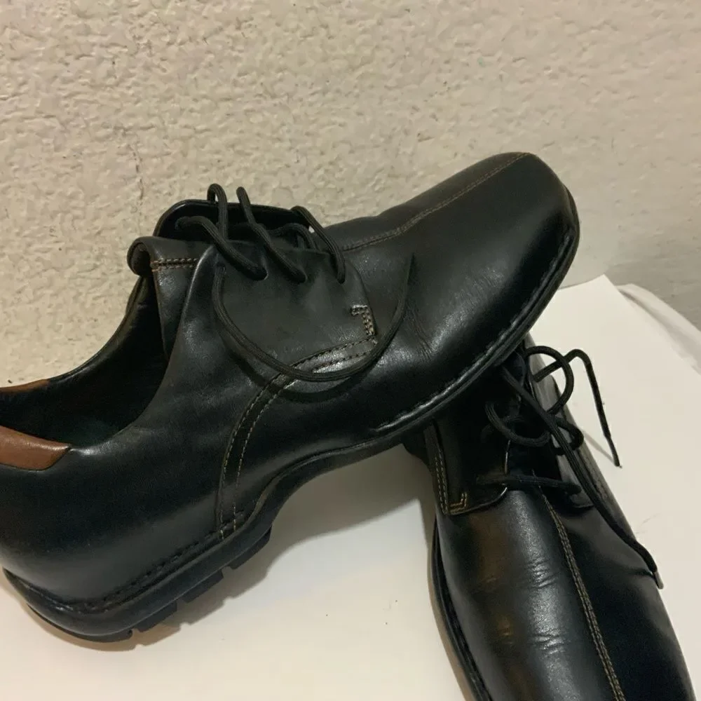 Cole Haan Black Leather Zeno Lace Up Mens Oxford Loafer Dress Shoes